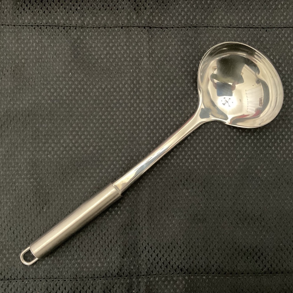 Dansk Hangable Stainless Steel Soup Ladle with Brushed Texture Handle